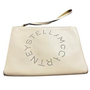 Stella McCartney Perforated Logo Faux Leather Wristlet Pouch Bag Purse